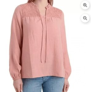 Como Vintage Blush Smocked Blouse